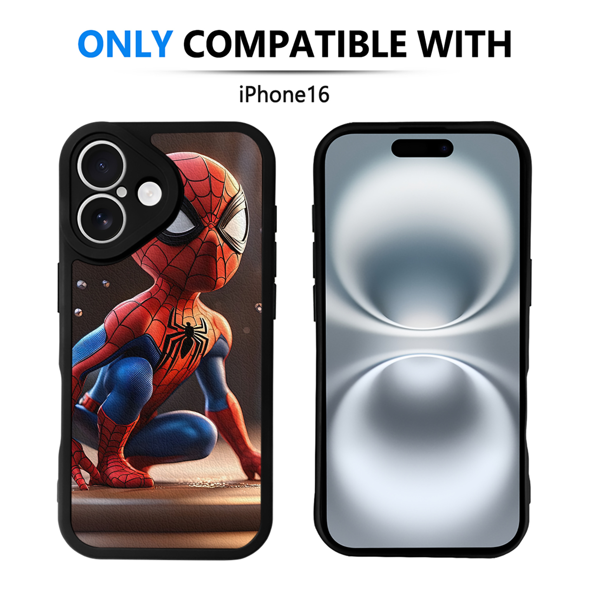 （画像用） Spider Man スパイダーマン 【iPhone 16シリーズ対応】シリコンスマホケース（レザー調） 材質：シリコン